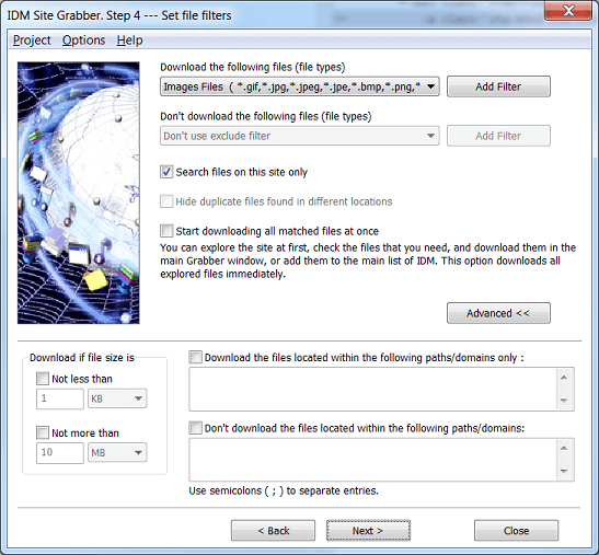 Step 4 of Internet Download Manager Grabber Wizard